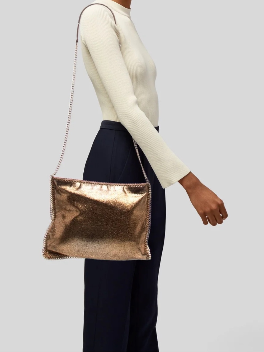 Stella McCartney Falabella Metallic Gold Chain Crossbody Bag – Like New